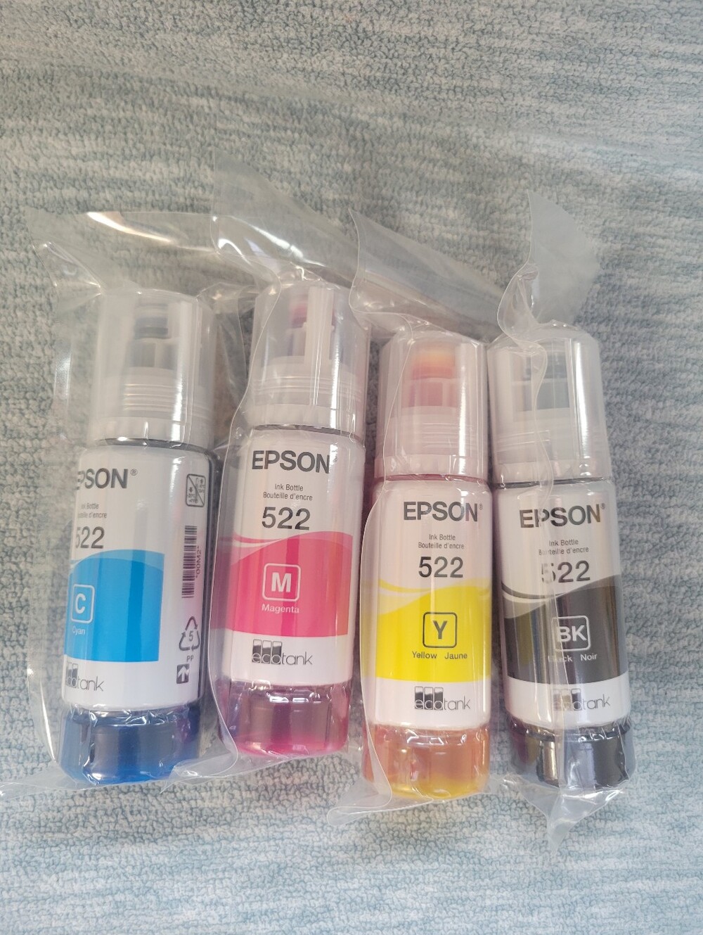 Brand New Epson 522 Ink X 4! Full Set Ecotank Black Cyan Magenta Yellow Unopened